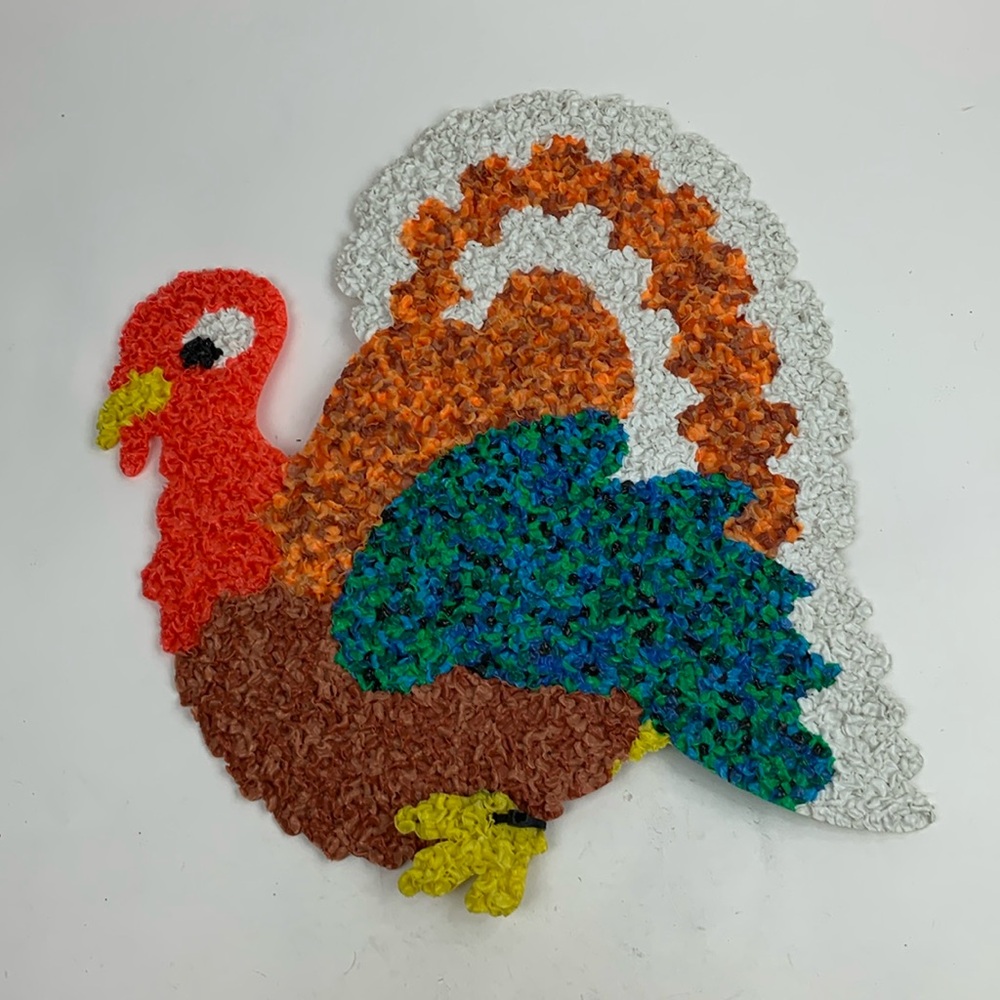 Vintage Melted Popcorn Wall Decoration Thanksgiving Large Turkey Collectible